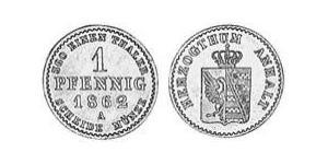 1 Pfennig Anhalt-Bernburg (1603 - 1863) Kupfer Alexander Carl ,Anhalt-Bernburg (1805 – 1863)