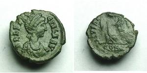 
          
           
             
              AELIA FLACCILLA AE 4 
           
           
             
              Description: 
              
              Date: C, 378-383 AD 
      ...