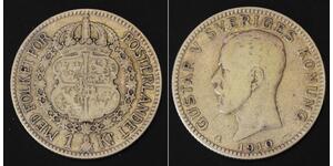 SWEDEN 1 Krona 1.9.1.0 W - Silver 0.800 - Gustav V. - 2648