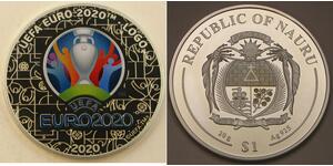 NAURU 1 Dollar 2020 Proof - Silver 0.925 - EUFA Soccer Championship - 4415 *