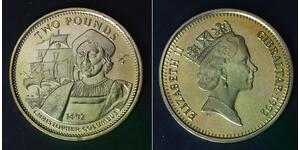 GIBRALTAR 2 Pounds 1992 - Virenium - Columbus - aUNC - 4475