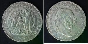 HUNGARY 5 Korona 1907 - Silver 0.900 - 40 Ann. Coronation of Franz Joseph - 429