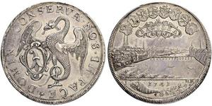 1741,SCHWEIZ. Basel. Stadt und Kanton Basel. Taler 1741. Randschrift: CONCORDIA FIRMAT VIRES zwischen Verzierungen. 27.37 g. Winterstein (Taler) 109. D.T.743. HMZ 2-99d. Feine Patina / Nice tonin ...