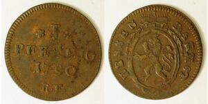 HESSE DARMSTADT 1 Pfennig 1790 .R.F. - Copper - Ludwig IX. - 3701