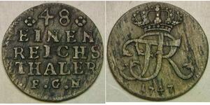 PRUSSIA 1/48 Thaler 1747 EGN - Billon / Silver - Friedrich II. - XF- - 2647 *