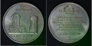 GERMANY (DDR) 5 Mark 1985 A - Restoration of Dresden Women's Church - aUNC - 292