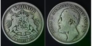 SWEDEN 2 Kronor 1878 EB - Silver 0.800 - Oscar II. - 1663