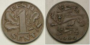 ESTONIA 1 Sent 1929 - Bronze - XF - 3546 *