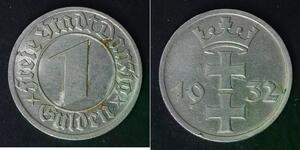 DANZIG 1 Gulden 1932 - Nickel - VF/XF - 2220