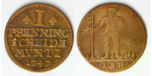 BRUNSWICK LUNEBURG CALENBERG HANNOVER 1 Pfenning 1747 IBH - Copper - VF- - 1567