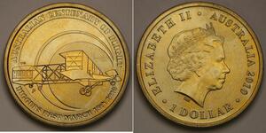 AUSTRALIA 1 Dollar 2010 - Aluminum-Bronze - Cent. Powered Flight - aUNC - 1615 *