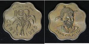 SWAZILAND 10 Cents 1975 - Copper/Nickel - F.A.O. - Sobhuza II. - aUNC - 3103