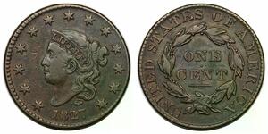 1827 Coronet Head Large Cent, N-7, R3