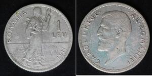 ROMANIA 1 Leu 1911 - Silver 0.835 - Carol I. - VF - 3205