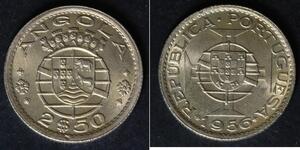 ANGOLA 2-1/2 Escudos 1956 - Copper/Nickel - aUNC - 3416