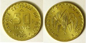 MALI 50 Francs 1975(a) - Nickel/Brass - F.A.O. - aUNC - 723