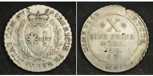  
 1810, Waldeck-Pyrmont, Frederick Karl August. Large Silver Thaler Coin. XF-AU!   Mint Year: 1810  Denomination: Thaler  Condition: A small mint-made planchet-crack at 11 o'clock, double-struck ...