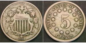 UNITED STATES 5 Cents (Nickel) 1868 - F/VF - 3360 
