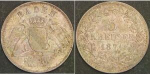 BADEN (German State) 3 Kreuzer 1871 - Billon - VF/XF - 3311 