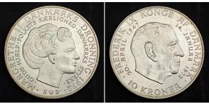  
  1972, Denmark, Frederick IX. Silver 10 Kroner 