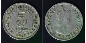 MALAYA AND BRITISH BORNEO 5 Cents 1958 H - Copper/Nickel - Elizabeth II. - 356