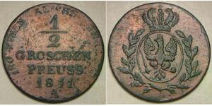 PRUSSIA 1/2 Groschen 1811 A - Copper - Friedrich Wilhelm III. - VF+ - 2691 *