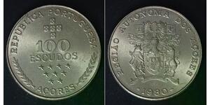 AZORES 100 Escudos 1980 - Copper/Nickel - Regional Autonomy - aUNC - 738