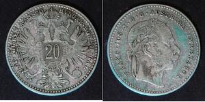 AUSTRIA 20 Kreuzer 1870 - Silver 0.500 - Franz Joseph I. - VF- - 3380