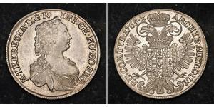  
 1765, Austria, Empress Maria Theresa. Scarce Silver ½ Thaler Coin. Hall mint!  Mint Date: 1765 Denomination:  ½ Thaler  Reference: KM-1821. R! Mint Place: Hall  (Tyrol, Austria)  Condition: A  ...