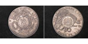   GUATEMALA 1894 1/2 Real C/S on Peru 1888 1 Sol Silver Crown XF