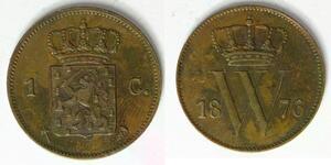 NETHERLANDS 1 Cent 1876 - Copper - William III. - VF - 4637