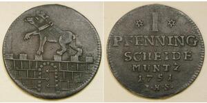 ANHALT BERNBURG 1 Pfennig 1751 IHS - Copper - Viktor II .Friedrich - XF - 919 *