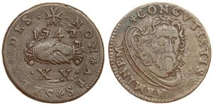 Malta - 20 Grani (Tari) 1742 - Head John the Baptist on platter - Clasped hands