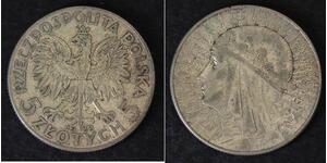 POLAND 5 Zlotych 1933 (w) - Silver 0.750 - Queen Jadwiga - VF - 1332