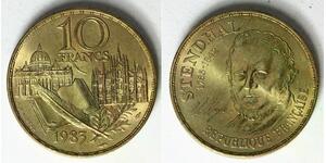 FRANCE 10 Francs 1983 - Nickel/Bronze - Birth of Stendhal - aUNC - 4594