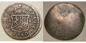 PFALZ (Germany) 1/2 Kreuzer 1750 AK - Billon - Karl IV. Theodore - VF+ - 4128 *