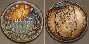 FRANCE 5 Francs 1839 D - Silver 0.9 - Louis Philippe I. - VF - 3696 *