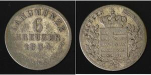 SAXE MEININGEN 6 Kreuzer 1834 L - Silver 0.347 - Bernhard II. - 533