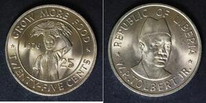 LIBERIA 25 Cents 1976 - Copper/Nickel - F.A.O. - aUNC - 2432
