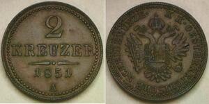 2 Kreuzer Impero austriaco (1804-1867) Rame 
