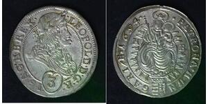 HUNGARY 3 Krajczar (Groschen) 1694 KB - Silver - Leopold I. - XF - 427