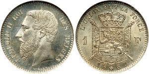 1 Франк Бельгия Серебро Леопольд II (1835 - 1909)