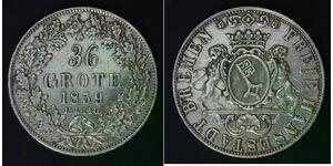 BREMEN (German State) 36 Grote (1/2 Thaler) 1859 - Silver 0.986 - VF - B47