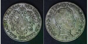 AUSTRIA 20 Kreuzer 1840 E - Silver 0.583 - Ferdinand I. - 435