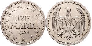 3 Mark Repubblica di Weimar (1918-1933) Argento 