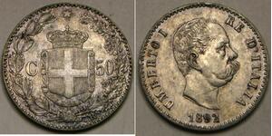 50 Centesimo Kingdom of Italy (1861-1946) Argent Umberto I (1844-1900)