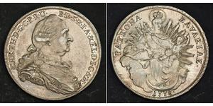  
 
   1778, Kingdom of Bavaria, Charles Theodore. Large Silver Madonna Thaler Coin. AU+   Mint Year: 1778  Mint Place: Munnich   Denomination: Silver Thaler  Reference: Davenport 1964, KM-563.1. ...