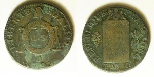 FRANCE 1 Sol LAN II//1793 D - Bronze - 3446