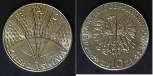 POLAND 10 Zlotych 1971 PROBA - Copper/Nickel - F.A.O. - aUNC - 2478