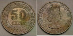 MALAYA & BRITISH BORNEO 50 Cents 1961 H - Cu-Ni - Elizabeth II. - XF - 982 *